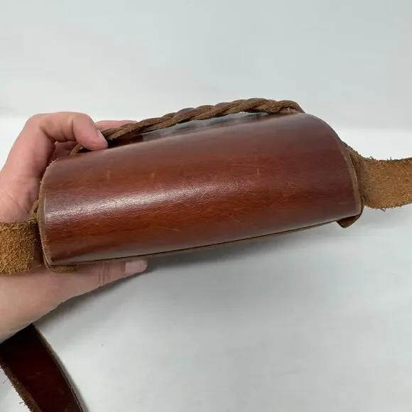 American Eagle Rustic Brown Braided Leather Bag Crossbody Western Boho Southwest - Picture 6 of 10